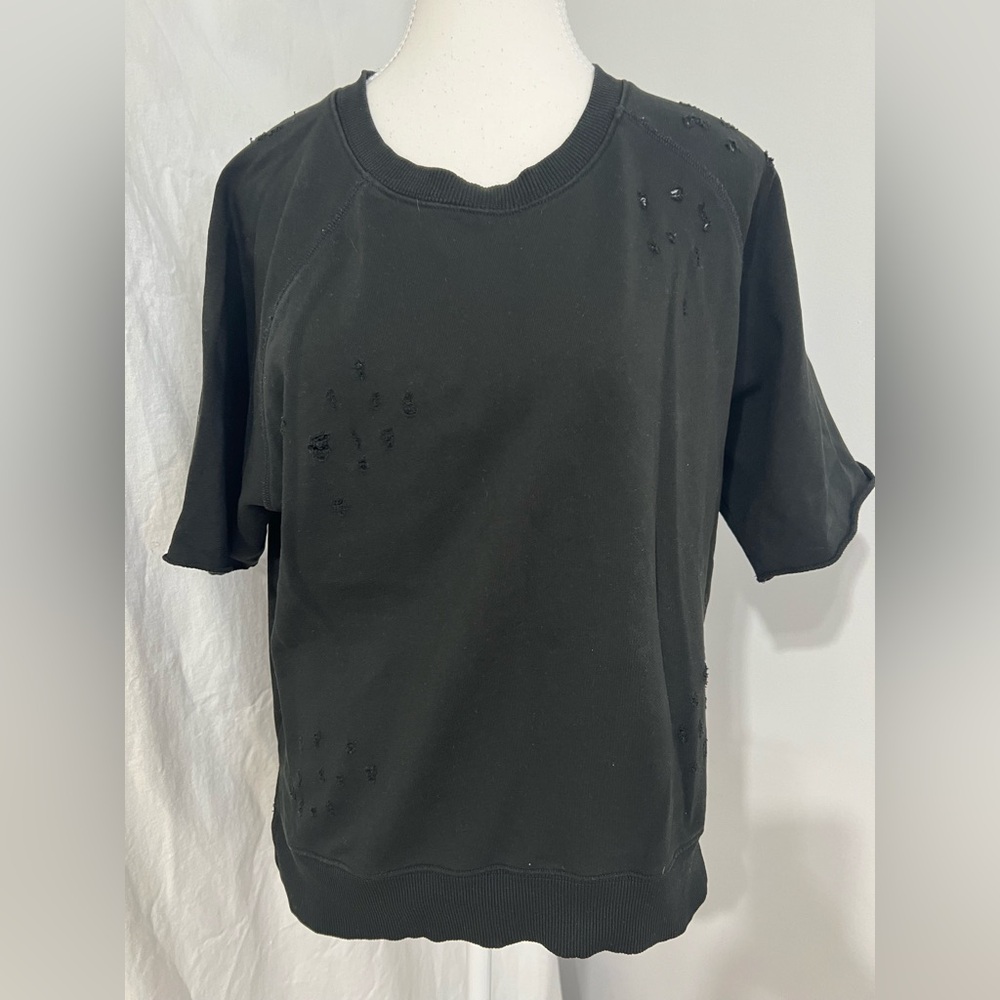 Pistola Distressed Black Short Sleeve Sweatshirt